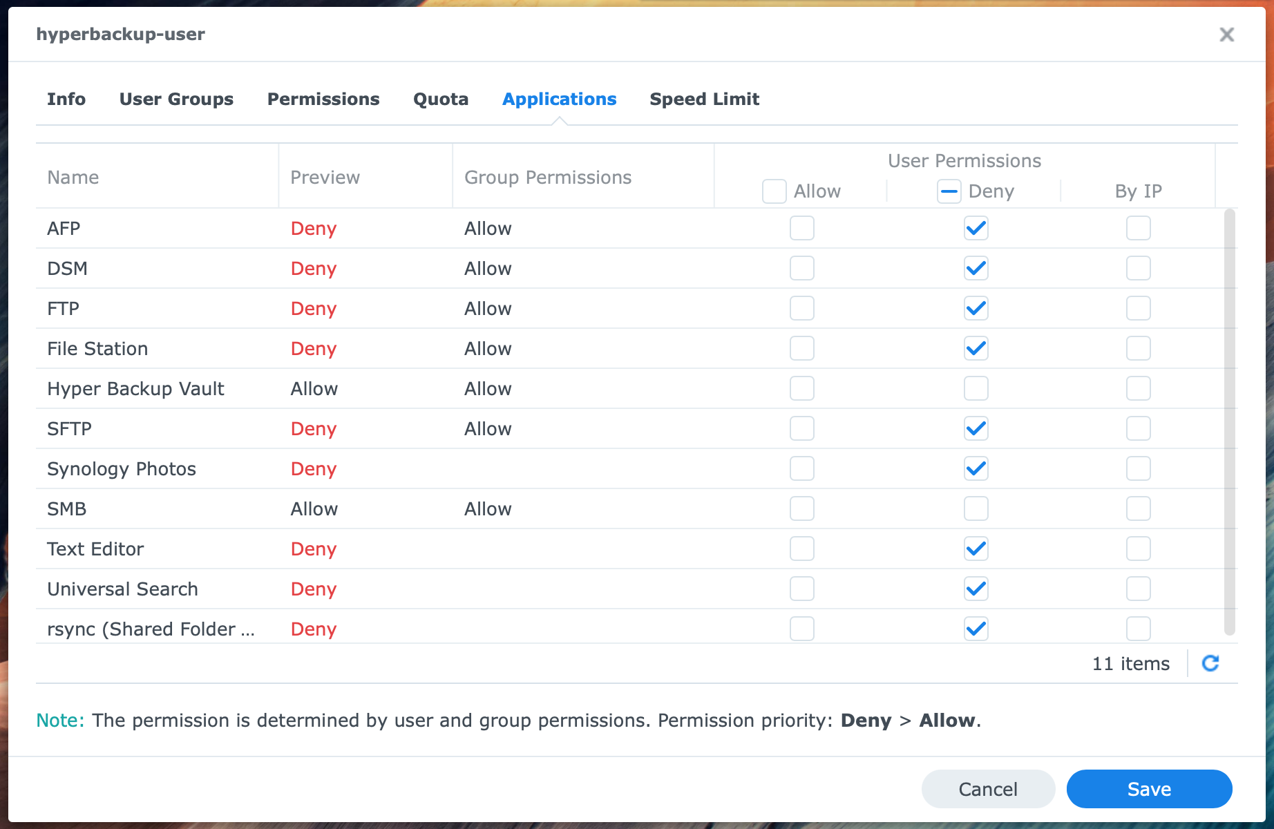 synology, control panel, user, dsm7