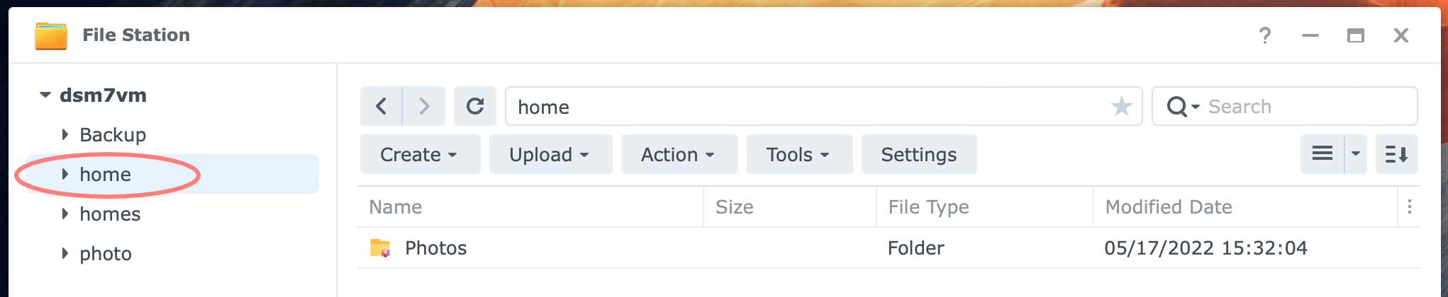 synology, file station, home, dsm7