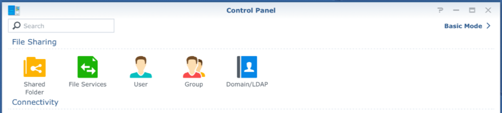 control panel, user and group, dsm6