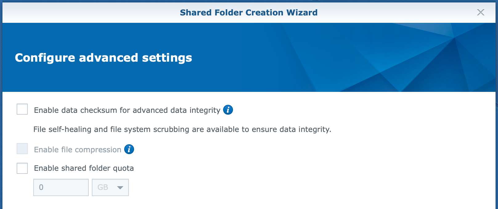 synology, shared folder, create wizard, advanced settings, dsm6