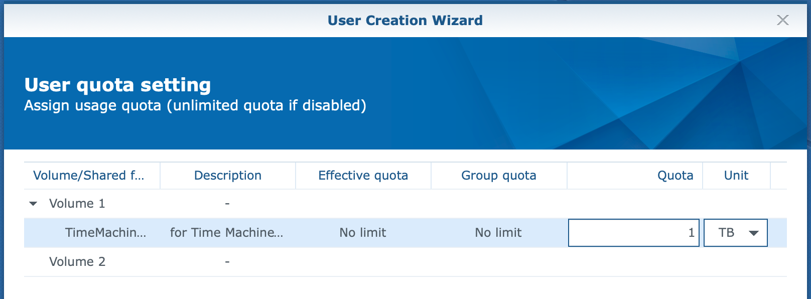 synology, user create wizard, user quota, dsm6
