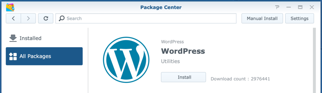 synology, package center, wordpress, dsm6