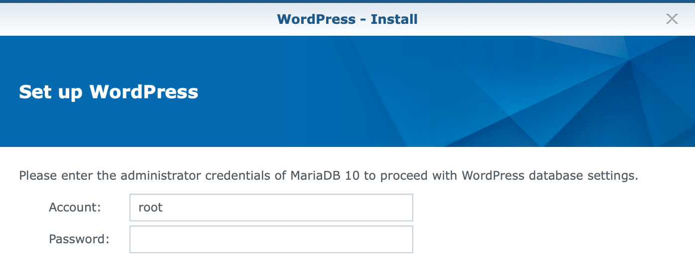 synology, wordpress, set up, password, dsm6