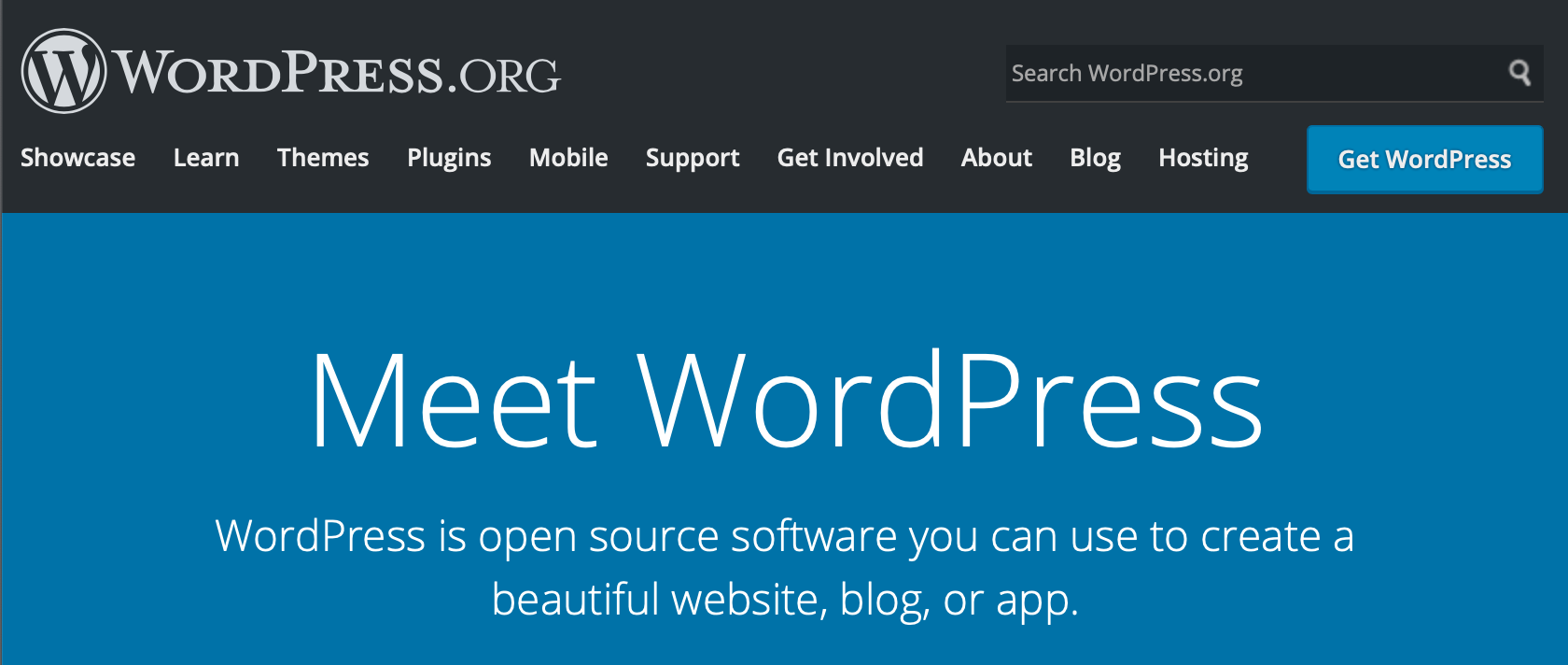 wordpress.org, home page