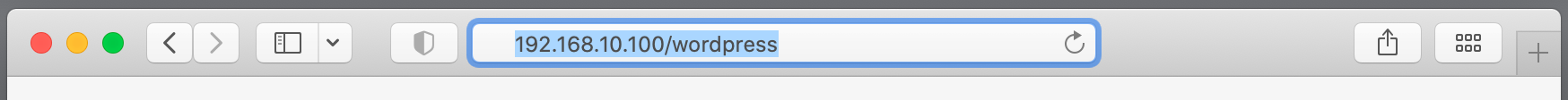 safari browser, address bar, ip address to wordpress site