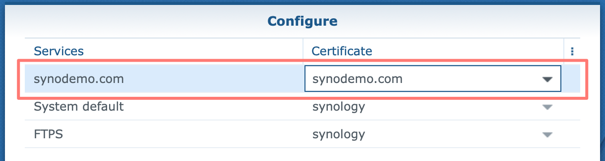 synology, control panel, certificate, configure