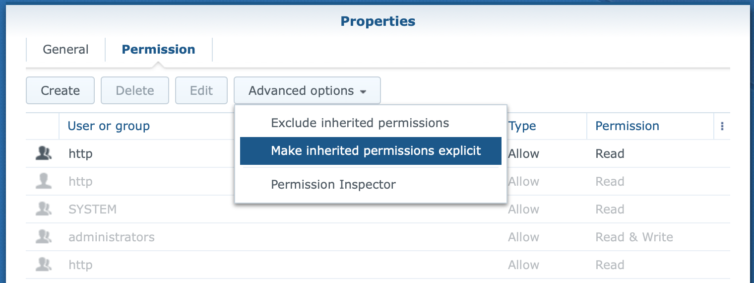 synology, file station, explicit permission