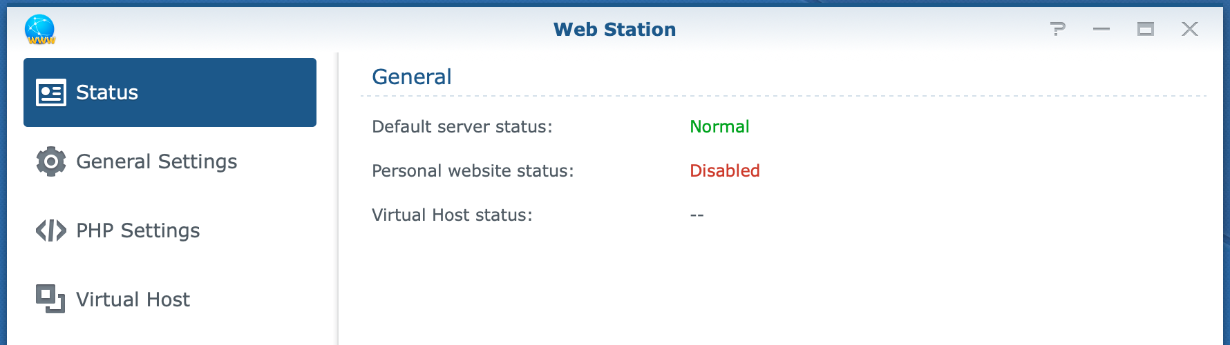 synology, web station, status, dsm6