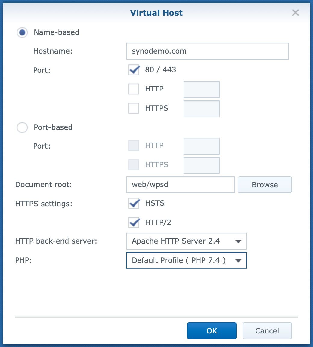 synology, web station, virtual host