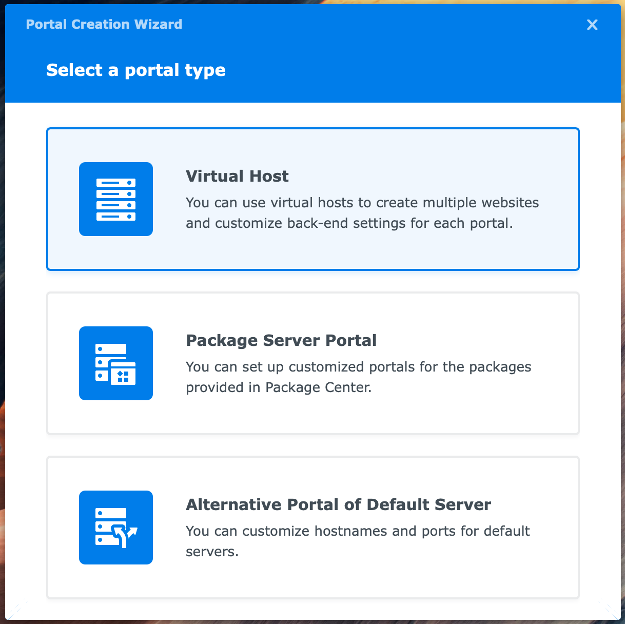 synology, web station, create virtual host, dsm7