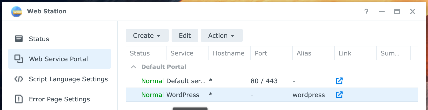 synology, web station, edit alias, dsm7