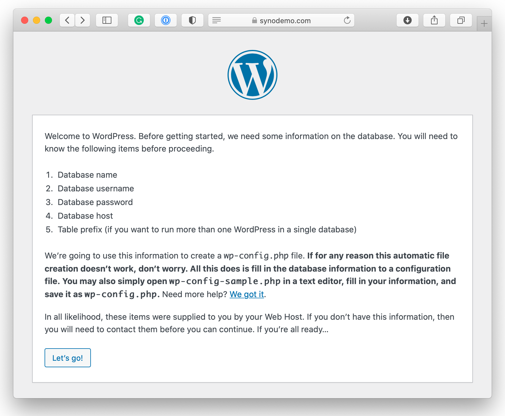 wordpress, setup-config script