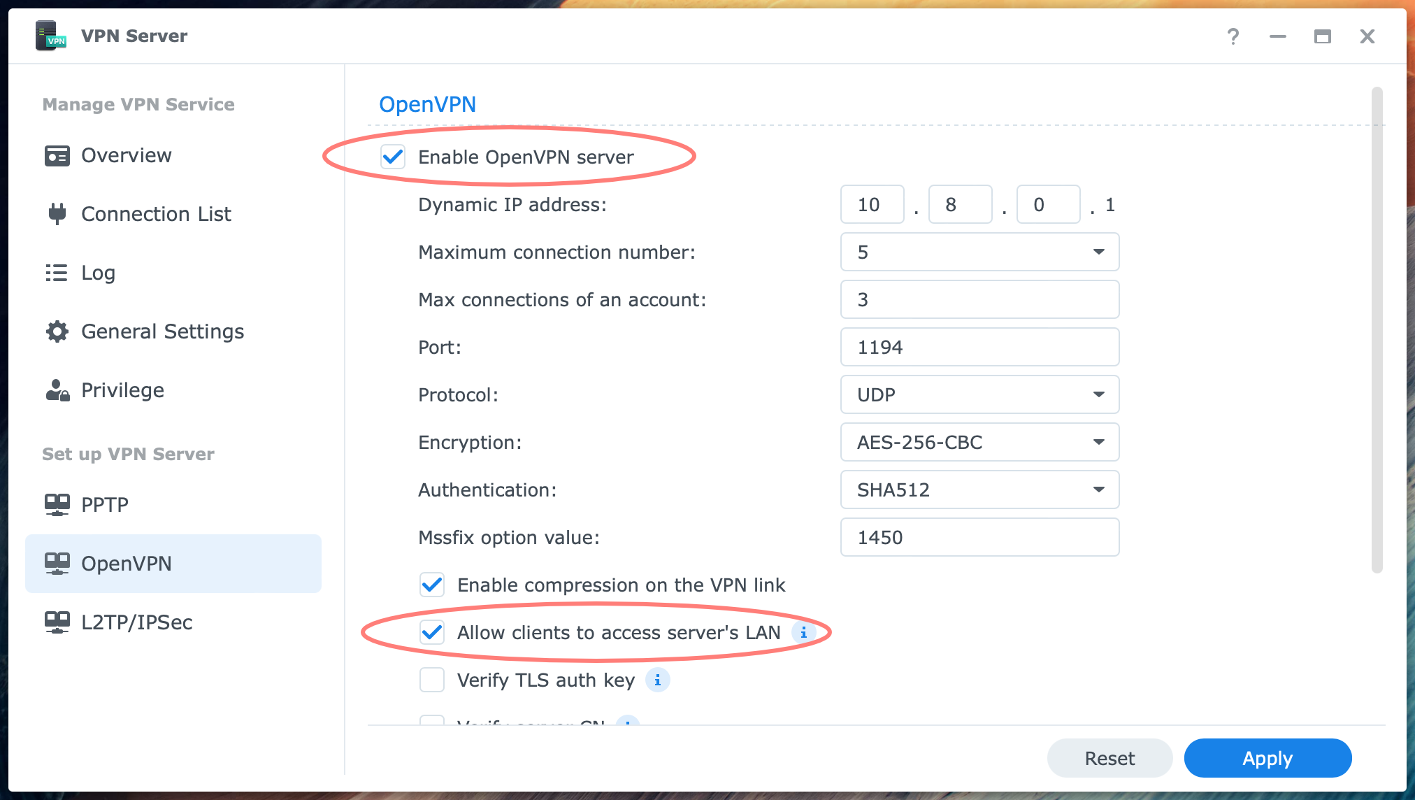 synology, configure vpn server, dsm7