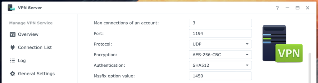 synology, vpn server application and logo, dsm7