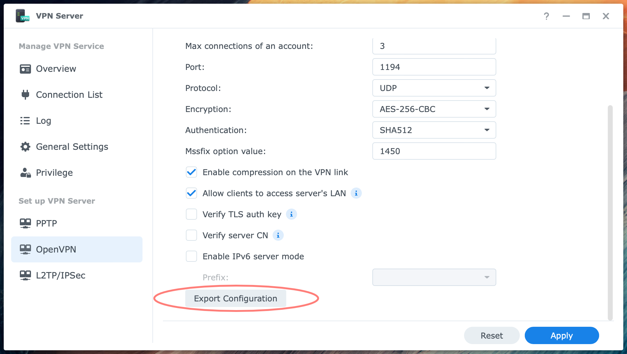 synology, configure vpn server, dsm7