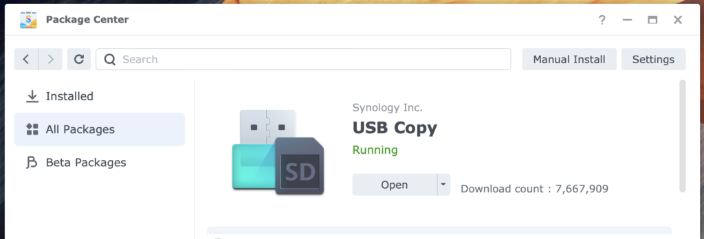 synology, package center, usb copy, dsm7