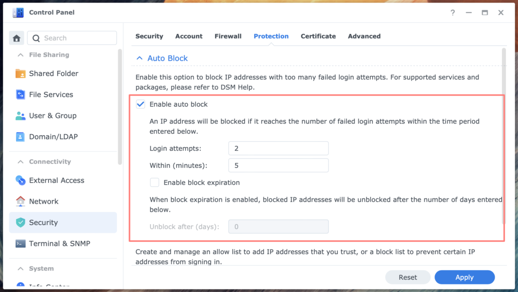 Using Auto Block On Synology NAS - Storage Alchemist