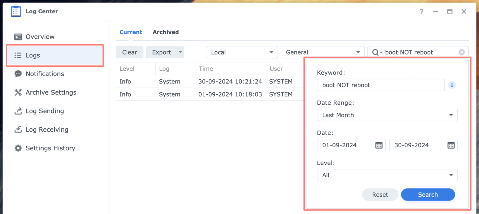 Using Log Center On Synology NAS - Storage Alchemist