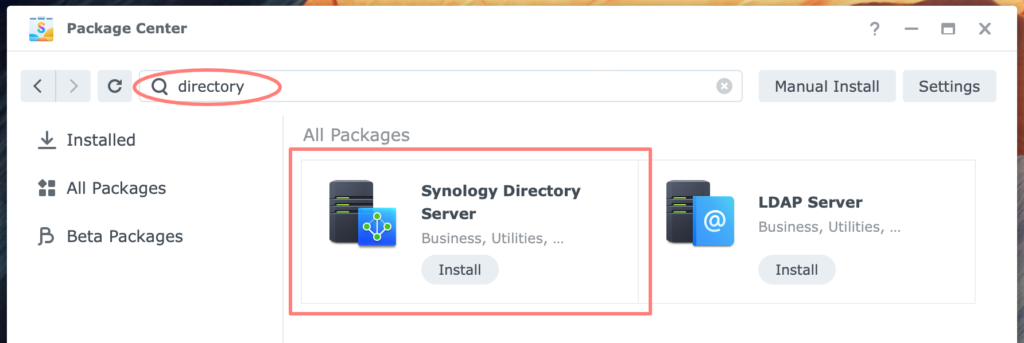 synology, package center, synology directory server, dsm7