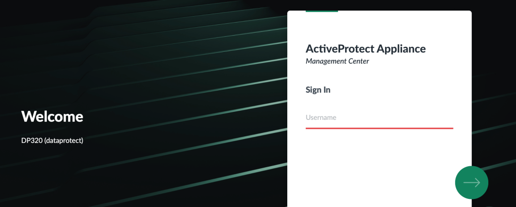 management center, login screen, activeprotect manager, apm