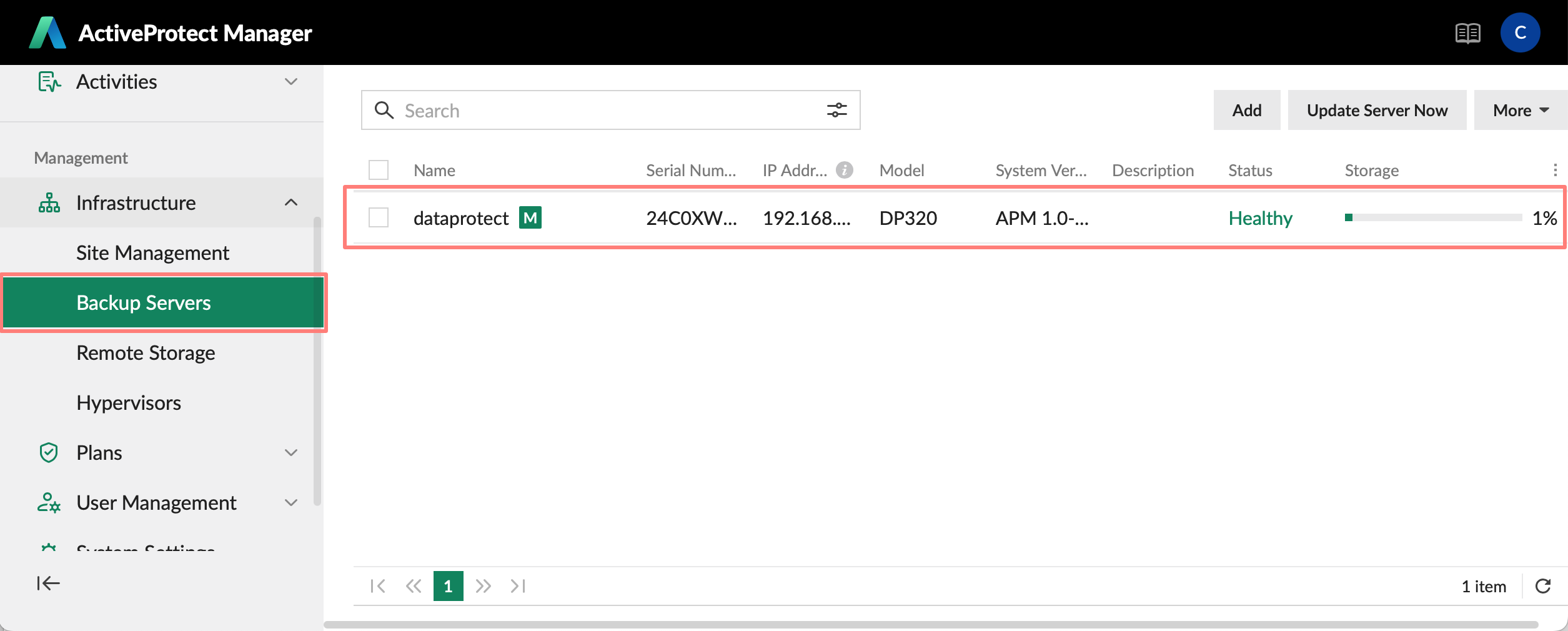 management center, infrastructure, backup servers, activeprotect manager, apm