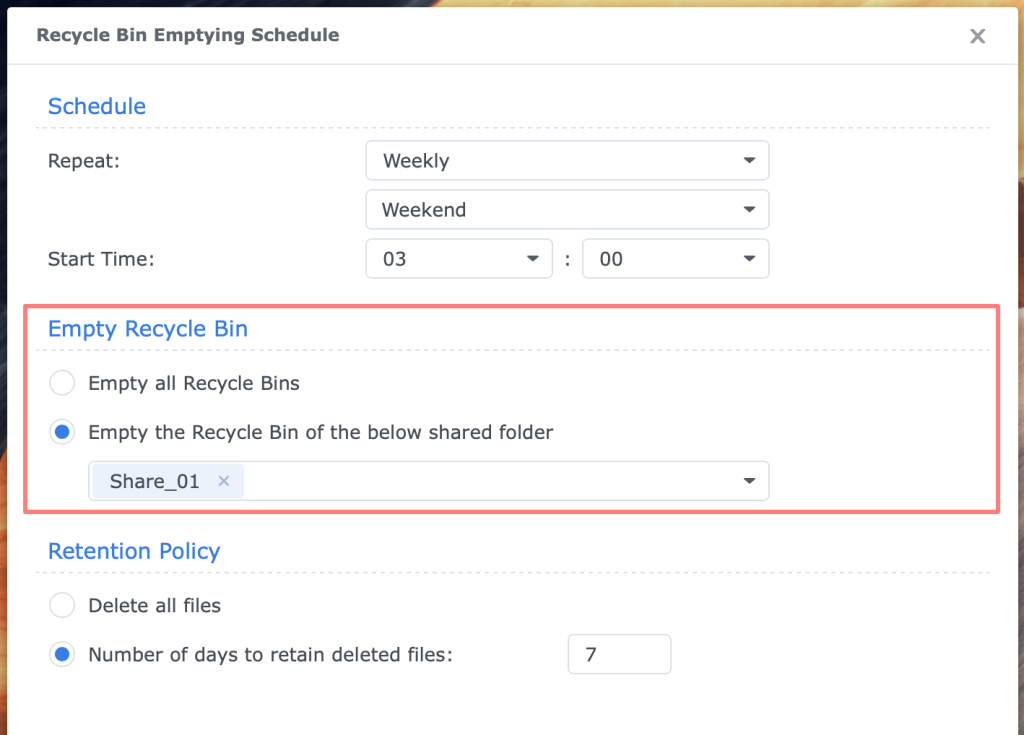 synology drive server, admin console, team folder, recycle bin, dsm7